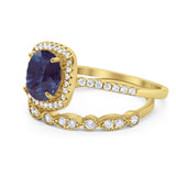 Two Piece Round Natural Stone Bridal Ring