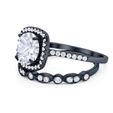 Two Piece Round Natural Stone Bridal Ring