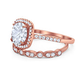 Two Piece Round Natural Stone Bridal Ring