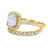 Two Piece Round Natural Stone Bridal Ring
