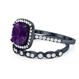 Two Piece Round Natural Stone Bridal Ring