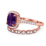 Two Piece Round Natural Stone Bridal Ring