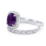 Two Piece Round Natural Stone Bridal Ring