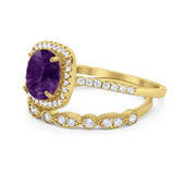 Two Piece Round Natural Stone Bridal Ring