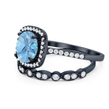 Two Piece Round Natural Stone Bridal Ring