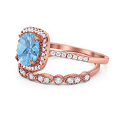 Two Piece Round Natural Stone Bridal Ring