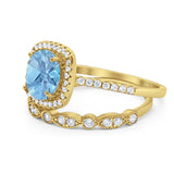 Two Piece Round Natural Stone Bridal Ring