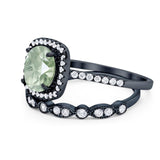 Two Piece Round Natural Stone Bridal Ring