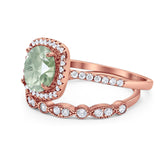 Two Piece Round Natural Stone Bridal Ring