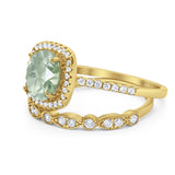 Two Piece Round Natural Stone Bridal Ring