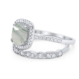 Two Piece Round Natural Stone Bridal Ring