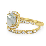 Two Piece Round Natural Stone Bridal Ring