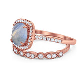 Two Piece Round Natural Stone Bridal Ring
