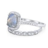 Two Piece Round Natural Stone Bridal Ring
