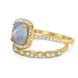 Two Piece Round Natural Stone Bridal Ring