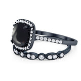 Two Piece Round Natural Stone Bridal Ring