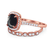 Two Piece Round Natural Stone Bridal Ring