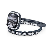 Two Piece Round Natural Stone Bridal Ring