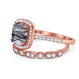 Two Piece Round Natural Stone Bridal Ring