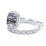 Two Piece Round Natural Stone Bridal Ring