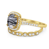 Two Piece Round Natural Stone Bridal Ring