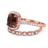 Two Piece Round Natural Stone Bridal Ring