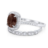 Two Piece Round Natural Stone Bridal Ring
