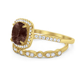 Two Piece Round Natural Stone Bridal Ring