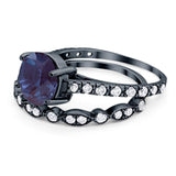 Two Piece Round Natural Stone Bridal Ring