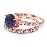 Two Piece Round Natural Stone Bridal Ring