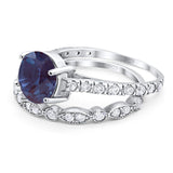 Two Piece Round Natural Stone Bridal Ring