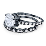 Two Piece Round Natural Stone Bridal Ring