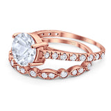 Two Piece Round Natural Stone Bridal Ring