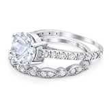 Two Piece Round Natural Stone Bridal Ring