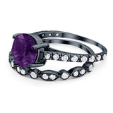 Two Piece Round Natural Stone Bridal Ring