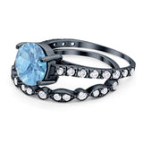 Two Piece Round Natural Stone Bridal Ring