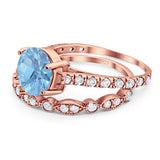 Two Piece Round Natural Stone Bridal Ring