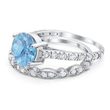 Two Piece Round Natural Stone Bridal Ring