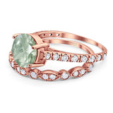 Two Piece Round Natural Stone Bridal Ring