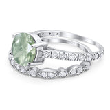 Two Piece Round Natural Stone Bridal Ring