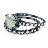 Two Piece Round Natural Stone Bridal Ring