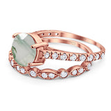 Two Piece Round Natural Stone Bridal Ring