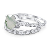 Two Piece Round Natural Stone Bridal Ring