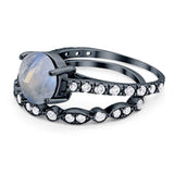 Two Piece Round Natural Stone Bridal Ring