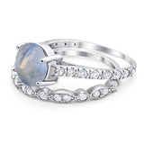 Two Piece Round Natural Stone Bridal Ring