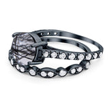 Two Piece Round Natural Stone Bridal Ring