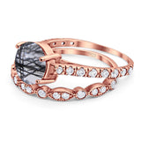 Two Piece Round Natural Stone Bridal Ring