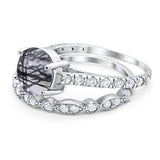 Two Piece Round Natural Stone Bridal Ring