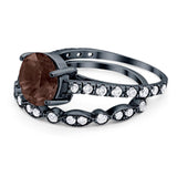 Two Piece Round Natural Stone Bridal Ring