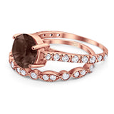 Two Piece Round Natural Stone Bridal Ring
